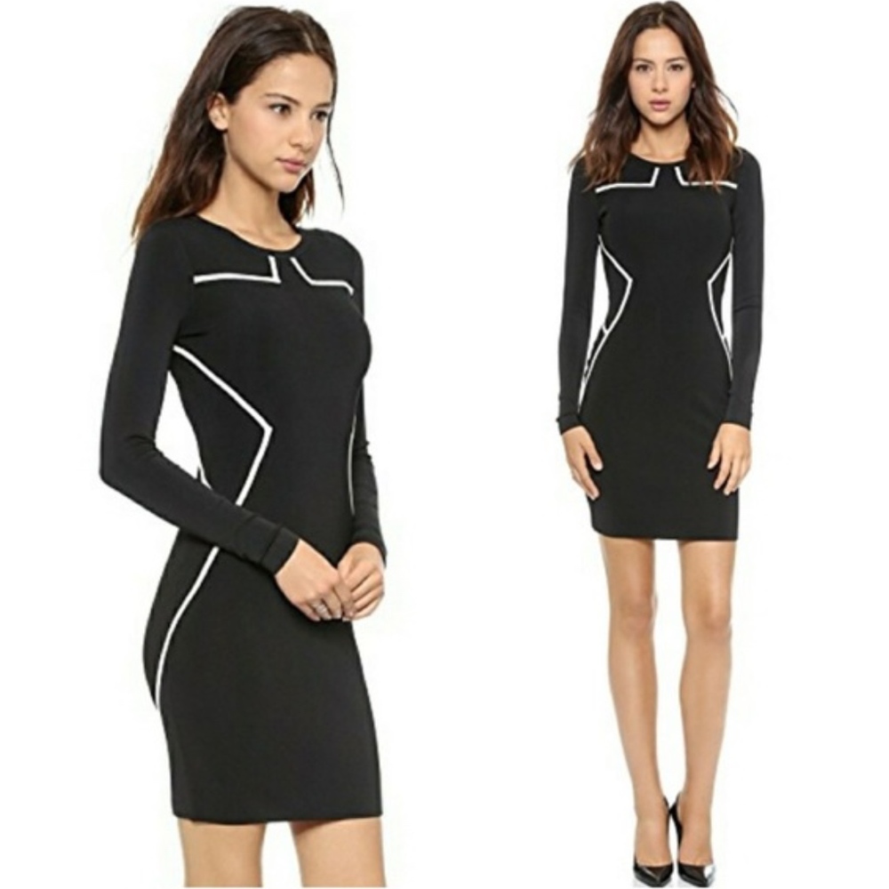 [DVF] Josephine Long-Sleeve Dress with Piping